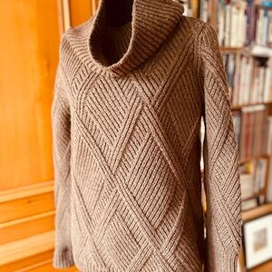 Hermes Elegant Tan Cowl Neck Sweater
